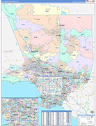 Los Angeles County Wall Map Color Cast Style